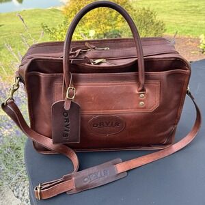 Vtg 2006 Orvis Leather Briefcase with Tag Brown Messenger Bag Computer Traveler